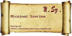 Micsinai Szorina névjegykártya
